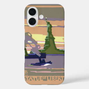 Coque Pour iPhone 16 Statue de la Liberté à New York, Vintage voyage