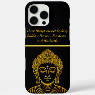 Coque iPhone 16 Pro Max Statue du Bouddha d'or dans un cadre calme