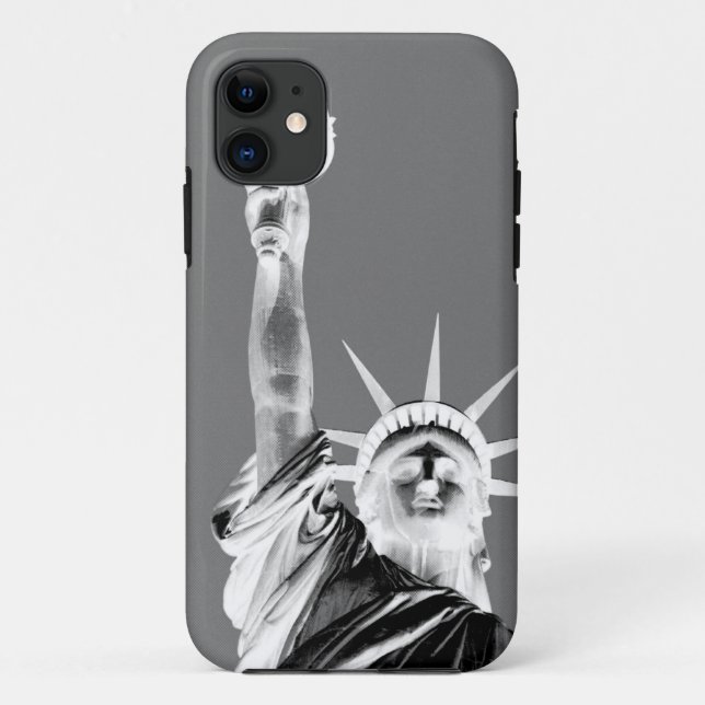 Coques Case-Mate iPhone Statue noire et blanche de Liberty New York City (Dos)