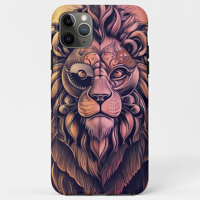 Coques Case-Mate iPhone Steampunk Couleur Gradient Lion Rustique (Dos)