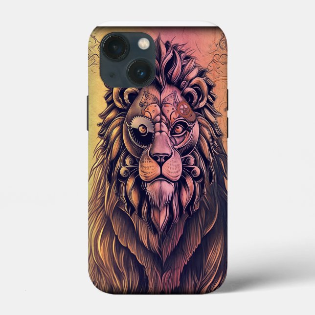 Coques Case-Mate iPhone Steampunk Couleur Gradient Lion Rustique (Verso)