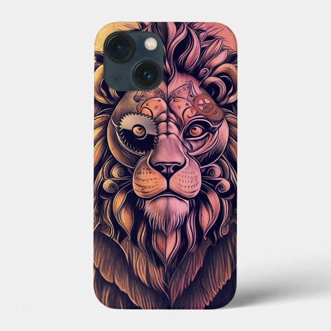 Coques Case-Mate iPhone Steampunk Couleur Gradient Lion Rustique (Verso)