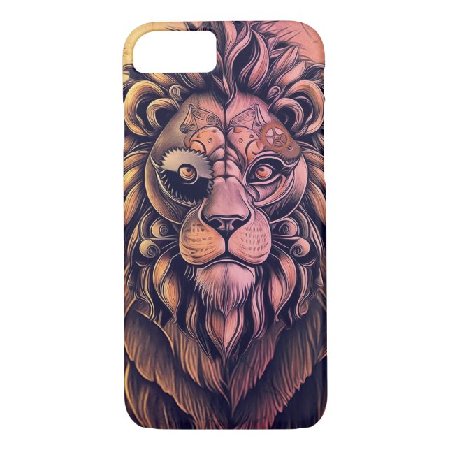 Coques Case-Mate iPhone Steampunk Couleur Gradient Lion Rustique (Dos)