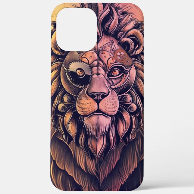 Coques Case-Mate iPhone Steampunk Couleur Gradient Lion Rustique (Verso)