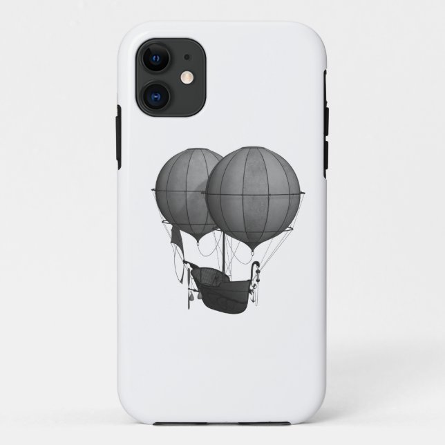 Coques Case-Mate iPhone Steampunk Design Machine volante noire et blanche (Dos)