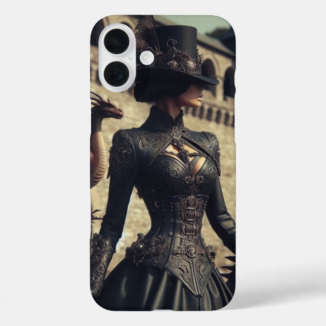 Coques Case-Mate iPhone Steampunk Victorian Industrial Lady Dragon Rider (Verso)