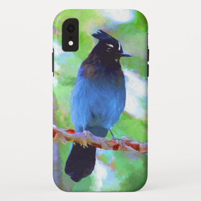 Coques Case-Mate iPhone Steller's Jay Painting - Art original pour oiseaux (Dos)