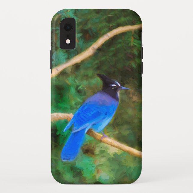 Coques Case-Mate iPhone Steller's Jay Painting - Art original pour oiseaux (Dos)