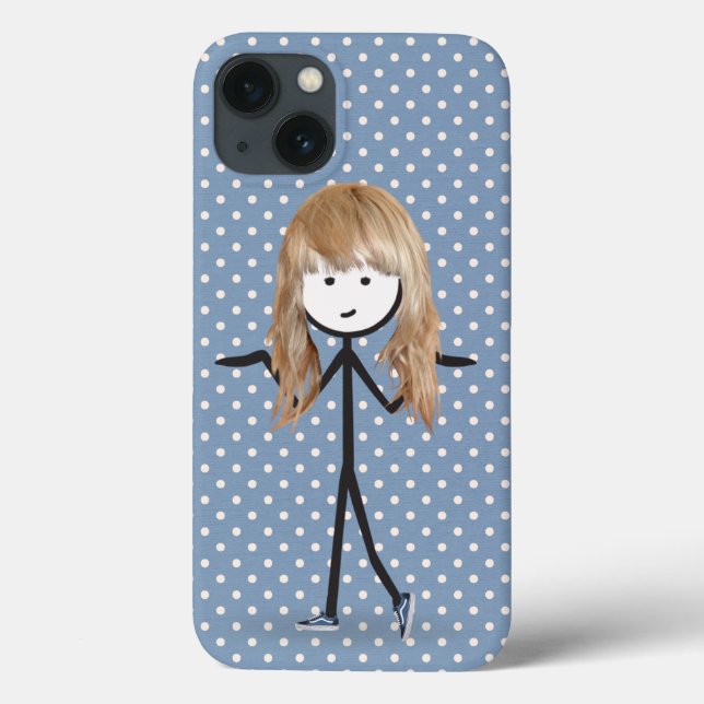 Coques Case-Mate iPhone Stick Girl avec cheveux blonds sur les points (Verso)