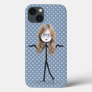 Case-Mate iPhone Case Stick Girl avec cheveux blonds sur les points