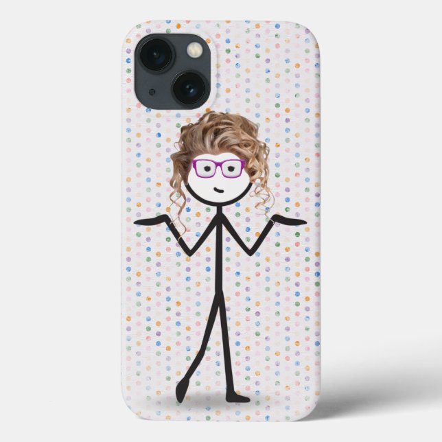 Coques Case-Mate iPhone Stick Girl avec lunettes sur Pois (Verso)