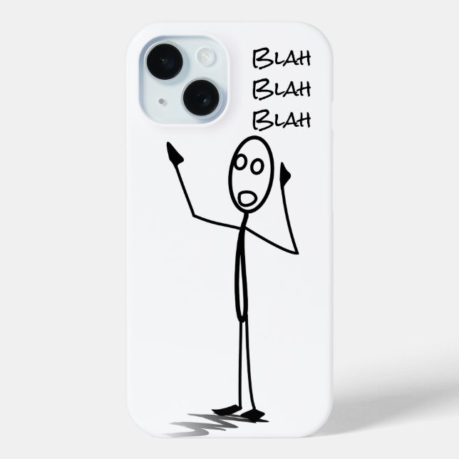 Coques Case-Mate iPhone Stickman au téléphone drôle Noir et blanc bla bla (Verso)