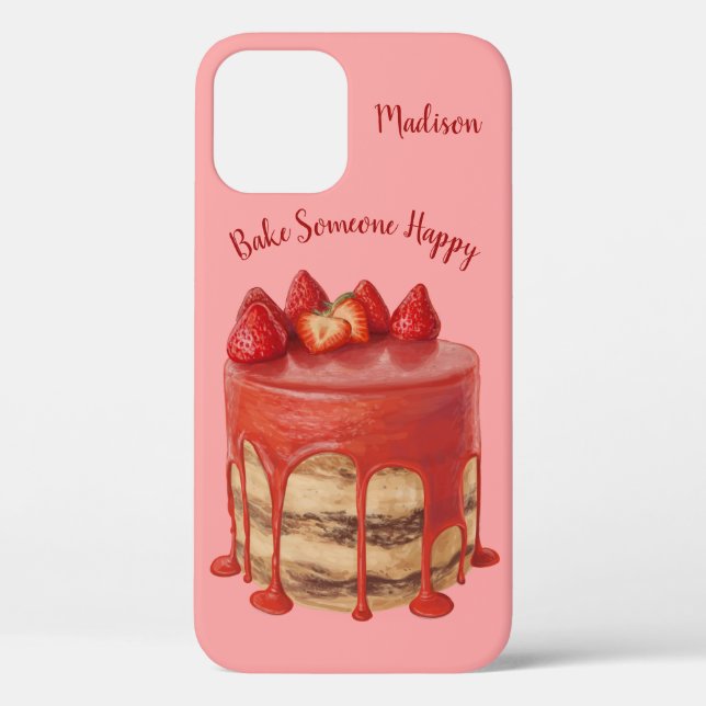 Coques Case-Mate iPhone Strawberry Cake nom personnalisé & cas de téléphon (Verso)