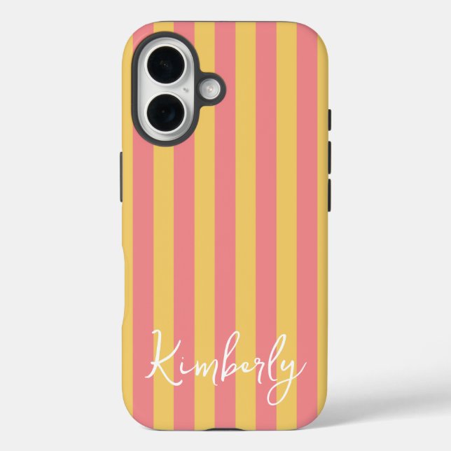Coques Case-Mate iPhone Striped Orange Yellow Personalized  (Verso)