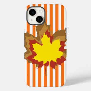 Coques Pour iPhone Stripes automnales citrouilles avec Feuilles