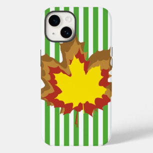Coques Pour iPhone Stripes automnales feuille avec Feuilles
