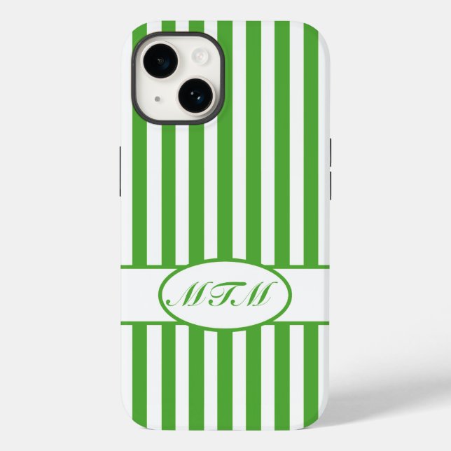 Coques Case-Mate iPhone Stripes automnales feuille avec monogramme (Verso)
