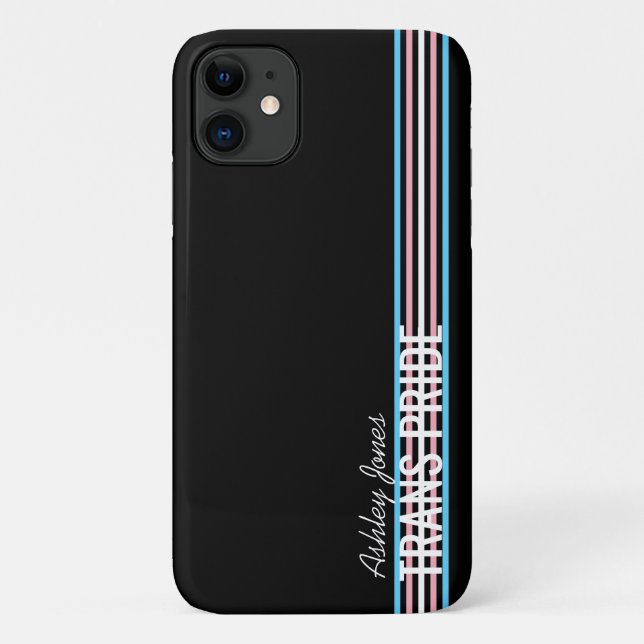 Coques Case-Mate iPhone Stripes de transe personnalisées LGBT Customisé (Dos)