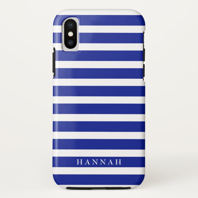 Coques Case-Mate iPhone Stripes de voile bleu personnalisées (Dos)