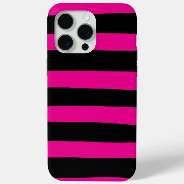 Coques Case-Mate iPhone Stripes inégales - Magenta et noir (Verso)