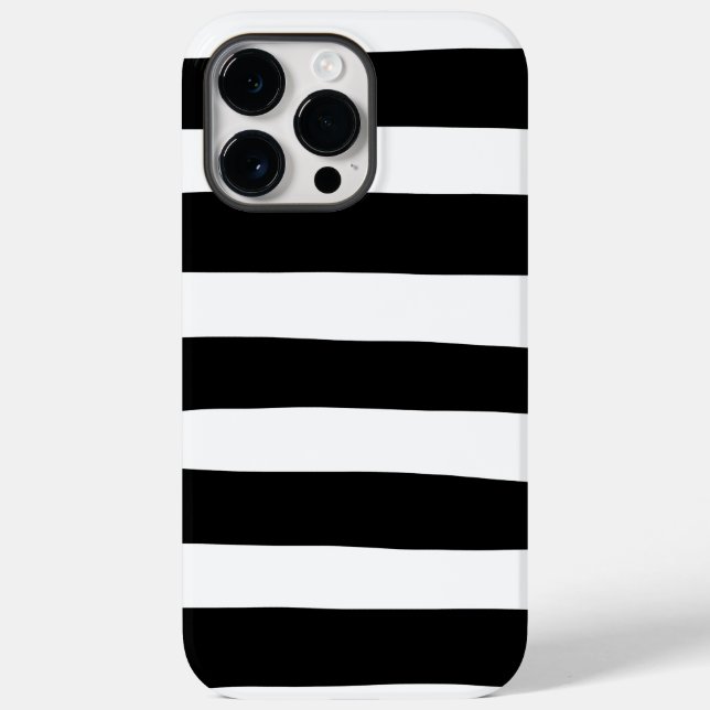 Coques Case-Mate iPhone Stripes inégales - Noir et blanc (Verso)