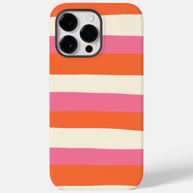 Coques Case-Mate iPhone Stripes inégales - rose, orange et crème (Verso)