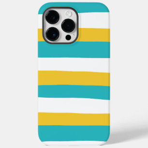 Coque Case-Mate iPhone Stripes inégales - Turquoise et Jaune