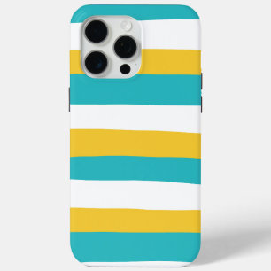 Coque Case-Mate iPhone Stripes inégales - Turquoise et Jaune