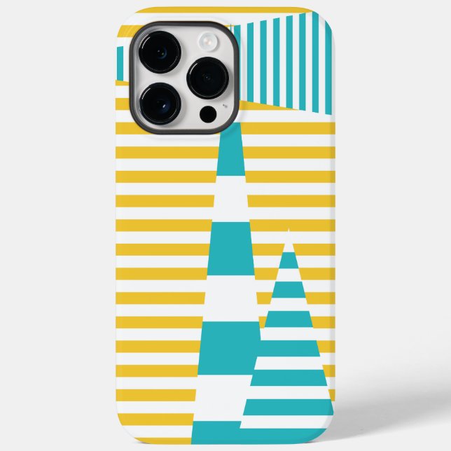 Coques Case-Mate iPhone Stripes on Stripes - Turquoise et Jaune (Verso)