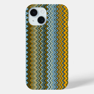 Coque Case-Mate iPhone Stripes ondulées jaune et bleu uniques
