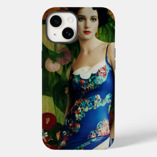 Coque Case-Mate iPhone Style Art Déco Elégant Femme avec Grandes Fleurs A