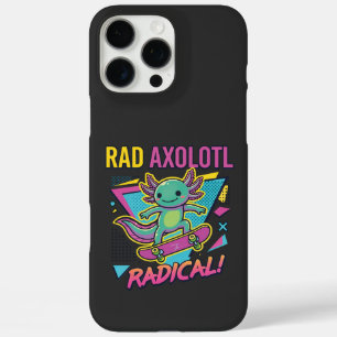 Coque iPhone 16 Pro Max Style Axolotl Vintage 90 néon Skateboard Rad