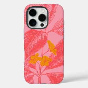 Coque iPhone 16 Pro Style Botanique Chic Jardin Floral Rose Rouge
