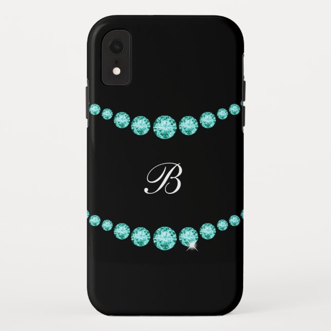 Coques Case-Mate iPhone Style chic de monogramme de Bling (Dos)