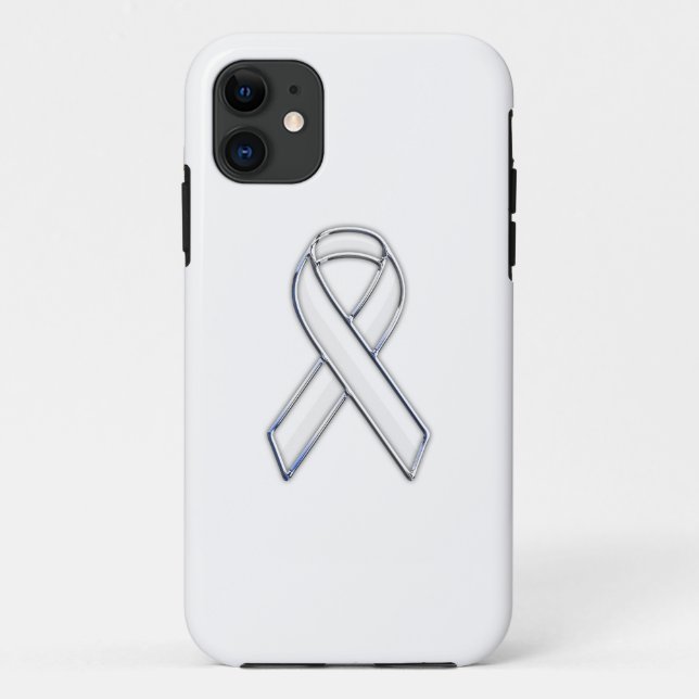 Coques Case-Mate iPhone Style Chrome Triage Style Blanc Ribbon Sensibilisa (Dos)