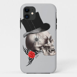 Coque Case-Mate iPhone Style crâne gothique et tatouage rose