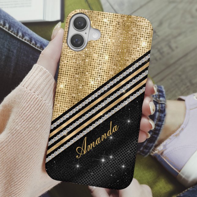 Coques Case-Mate iPhone Style Crystal Gold et noir Personnalisé (Créateur téléchargé)