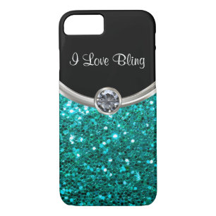 Coque Case-Mate Pour iPhone Style de Bling de turquoise