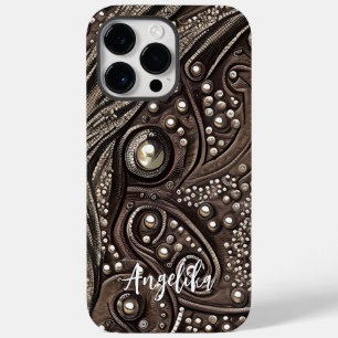 Coque Case-Mate iPhone Style de cuir synthétique abstrait moderne avec no