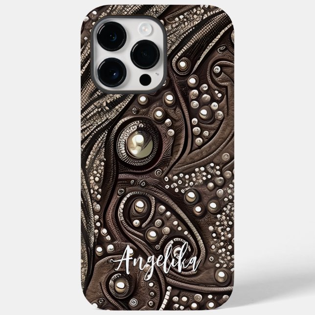 Coques Case-Mate iPhone Style de cuir synthétique abstrait moderne avec no (Verso)