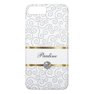 Coque iPhone 8 Plus/7 Plus Style de luxe de Bling de monogramme