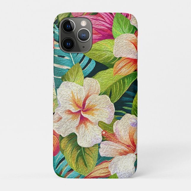 Coques Case-Mate iPhone Style de peinture à l'huile florale tropicale (Dos)
