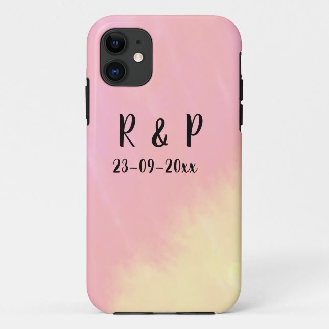 Coques Case-Mate iPhone style de texte minimal simple blanc mariage rose j (Dos)