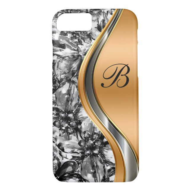 Coques Case-Mate iPhone Style étincelant de monogramme de Bling (Dos)