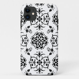 Coque Case-Mate iPhone Style floral damassé vintage noir et blanc