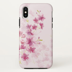 Coque iPhone X Style floral d'aquarelle de fleurs de cerisier de