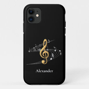 Case-Mate iPhone Case Style Gold Black Music Clef Personnalisé