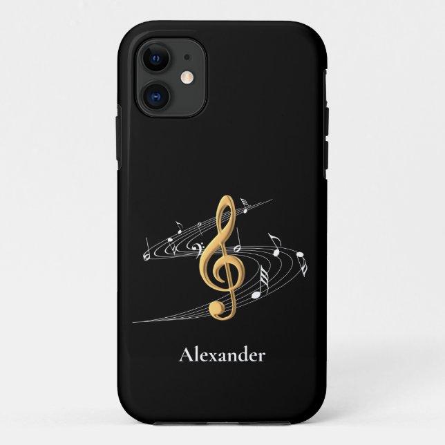 Coques Case-Mate iPhone Style Gold Black Music Clef Personnalisé (Dos)