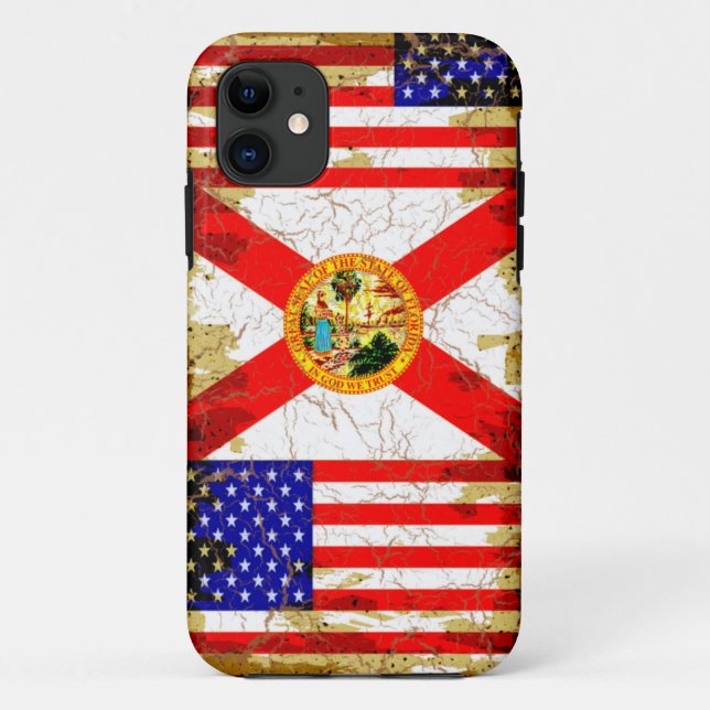 Coques Case-Mate iPhone Style grunge la Floride et drapeaux des Etats-Unis (Dos)