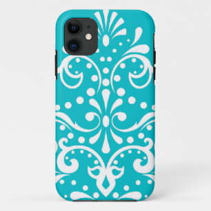 Coque Case-Mate iPhone style henna damas turquoise bleu et blanc